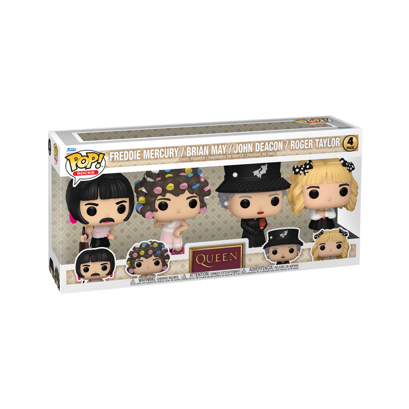 Pop! Queen (I Want to Break Free) 4-Pack with Pop! Freddie Mercury, Pop! Brian May, Pop! John Deacon, and Pop! Roger Taylor